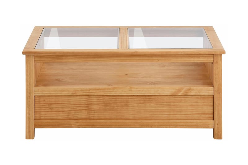 Purnima Sofabord 100 cm med Oppbevaring 2 Skuffer + Hylle - Glass/Brun - Møbler - Bord - Sofabord & salongbord - Sofabord med oppbevaring