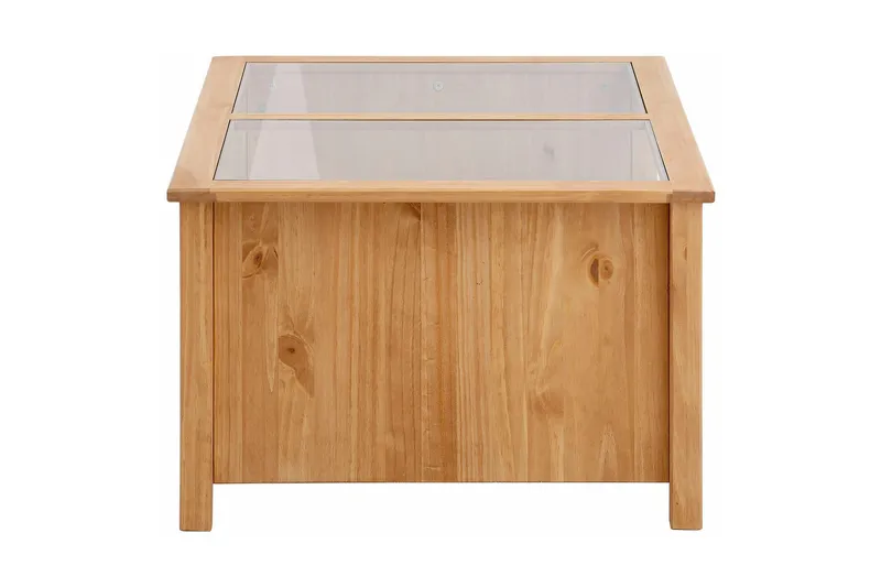 Purnima Sofabord 100 cm med Oppbevaring 2 Skuffer + Hylle - Glass/Brun - Møbler - Bord - Sofabord & salongbord - Sofabord med oppbevaring