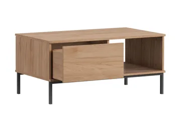 Querty Sofabord 100 cm med Oppbevaring Hylle + Skuff - Svart - Møbler - Bord - Sofabord & salongbord - Sofabord med oppbevaring