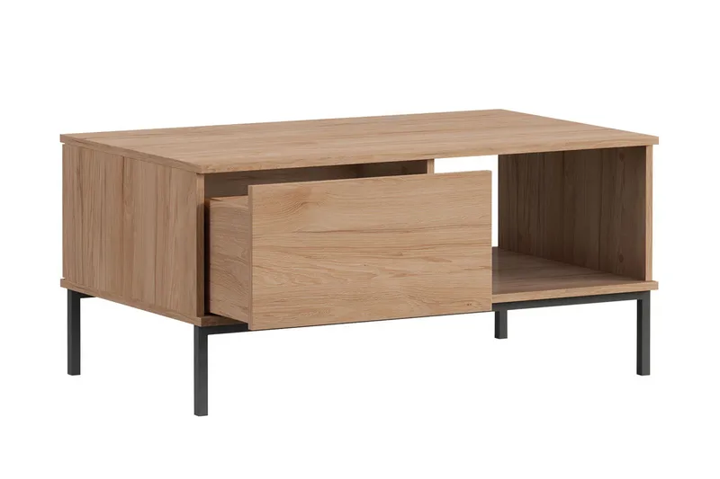 Querty Sofabord 100 cm med Oppbevaring Hylle + Skuff - Svart - Møbler - Bord - Sofabord & salongbord - Sofabord med oppbevaring