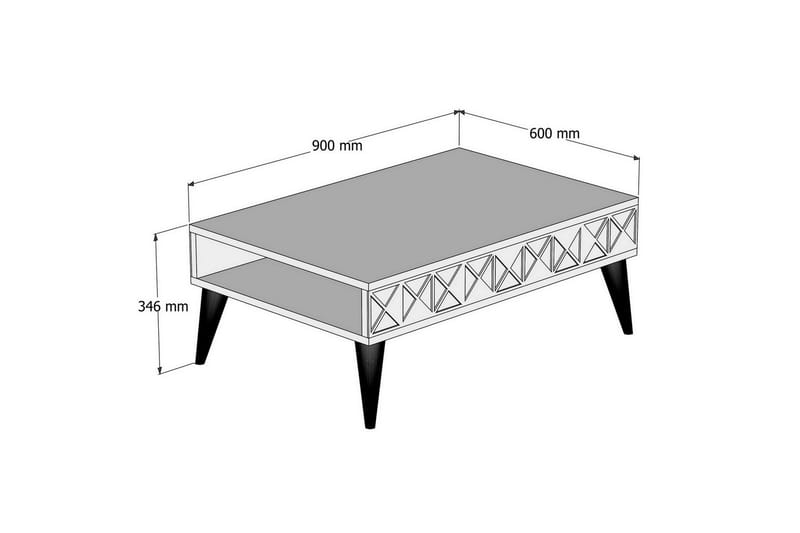Sofabord Raffaldt 90 cm med Oppbevaringshylle - Kremhvit/Brun - Sofabord & salongbord