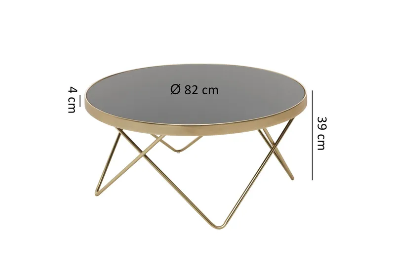 Reineck Sofabord 82 cm Rundt - Svart/Gull - Møbler - Bord - Sofabord & salongbord