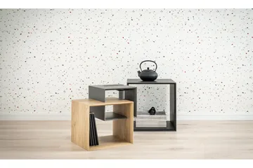 Ribbon Sofabord 90 cm med Oppbevaringshylle Natur/Grå - VOX - Møbler - Bord - Sofabord & salongbord