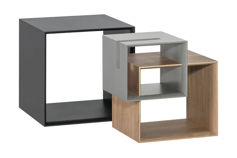 Ribbon Sofabord 90 cm med Oppbevaringshylle Natur/Grå, VOX