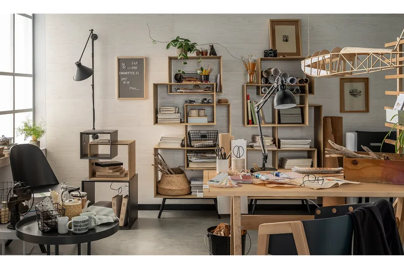 Ribbon Sofabord 90 cm med Oppbevaringshylle Natur/Grå - VOX - Møbler - Bord - Sofabord & salongbord