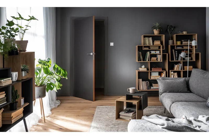 Ribbon Sofabord 90 cm med Oppbevaringshylle Natur/Grå - VOX - Møbler - Bord - Sofabord & salongbord