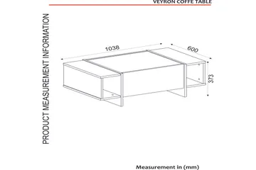 Riello Sofabord 104 cm med Oppbevaringshyller + Lucka - Svart/Gull - Møbler - Bord - Sofabord & salongbord