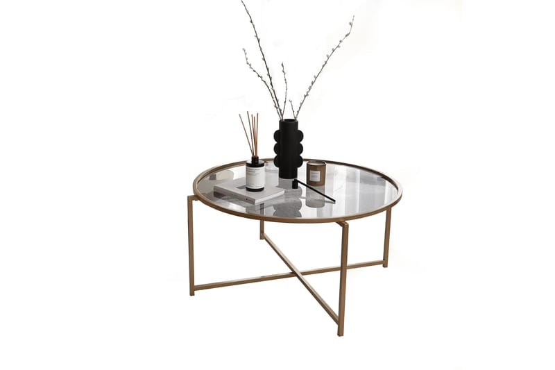 Rowman Sofabord 83 cm Rundt - Gull / Smoke farget - Møbler - Bord - Sofabord & salongbord