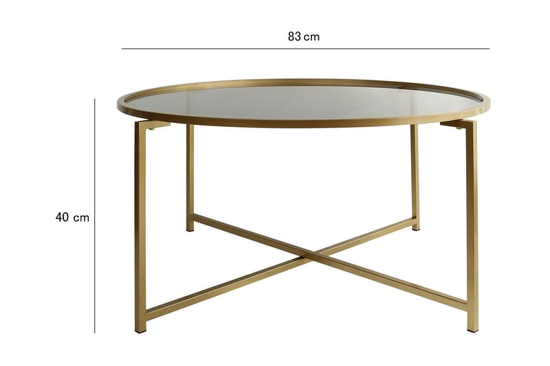 Rowman Sofabord 83 cm Rundt - Gull / Smoke farget - Møbler - Bord - Sofabord & salongbord