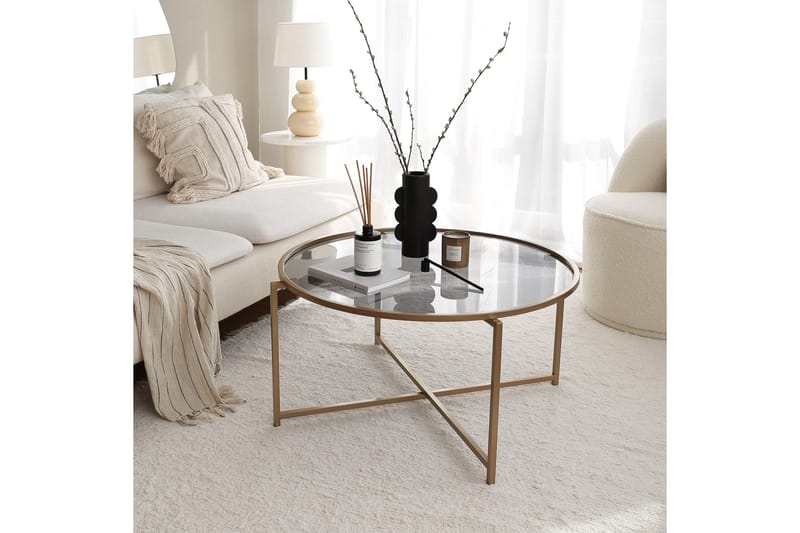 Rowman Sofabord 83 cm Rundt - Gull / Smoke farget - Møbler - Bord - Sofabord & salongbord
