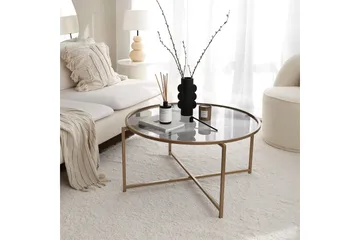 Rowman Sofabord 83 cm Rundt - Gull / Smoke farget - Møbler - Bord - Sofabord & salongbord