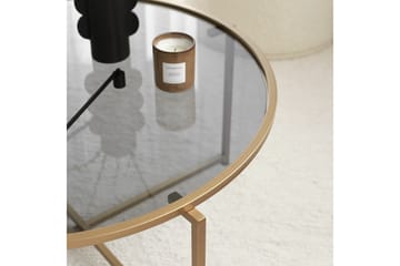 Rowman Sofabord 83 cm Rundt - Gull / Smoke farget - Møbler - Bord - Sofabord & salongbord