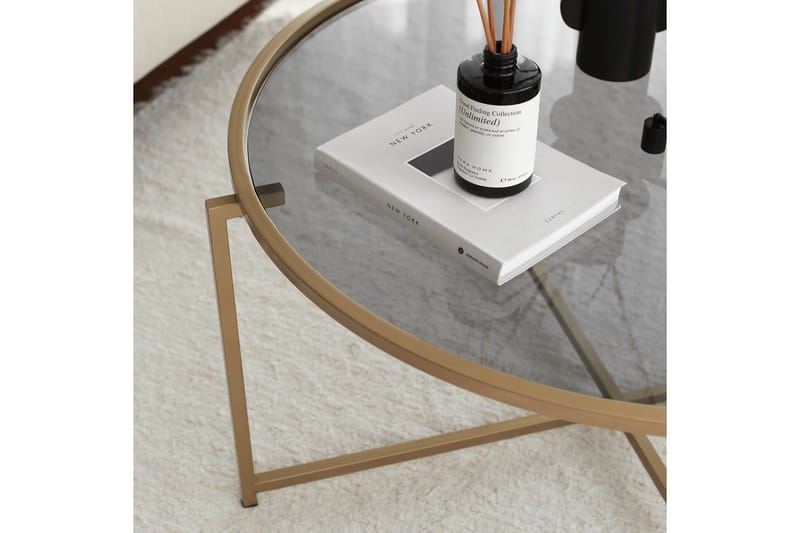 Rowman Sofabord 83 cm Rundt - Gull / Smoke farget - Møbler - Bord - Sofabord & salongbord