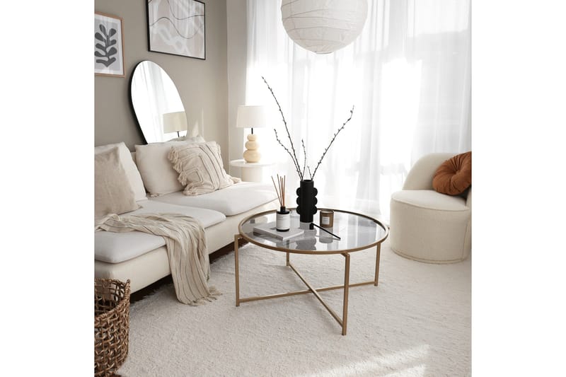 Rowman Sofabord 83 cm Rundt - Gull / Smoke farget - Møbler - Bord - Sofabord & salongbord