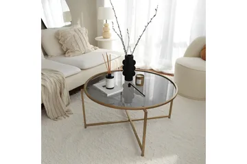 Rowman Sofabord 83 cm Rundt - Gull / Smoke farget - Møbler - Bord - Sofabord & salongbord