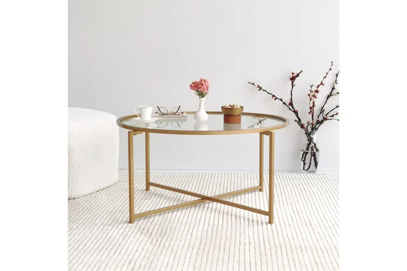 Rowman Sofabord 83 cm Rundt - Gull - Møbler - Bord - Sofabord & salongbord