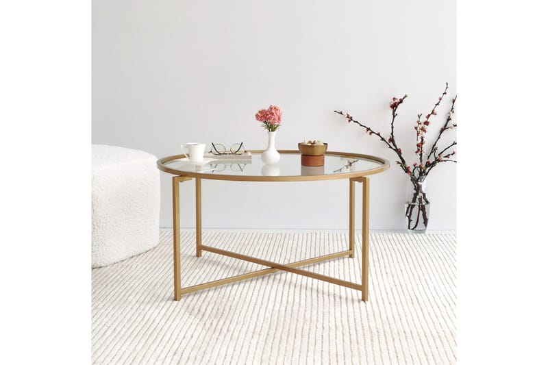 Rowman Sofabord 83 cm Rundt - Gull - Møbler - Bord - Sofabord & salongbord