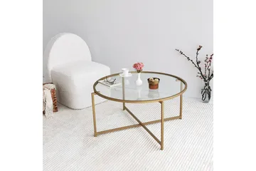 Rowman Sofabord 83 cm Rundt - Gull - Møbler - Bord - Sofabord & salongbord