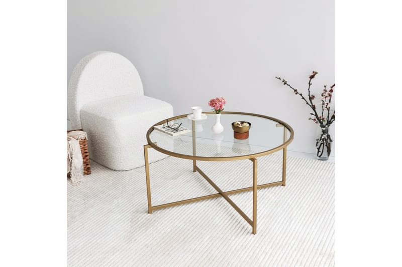 Rowman Sofabord 83 cm Rundt - Gull - Møbler - Bord - Sofabord & salongbord