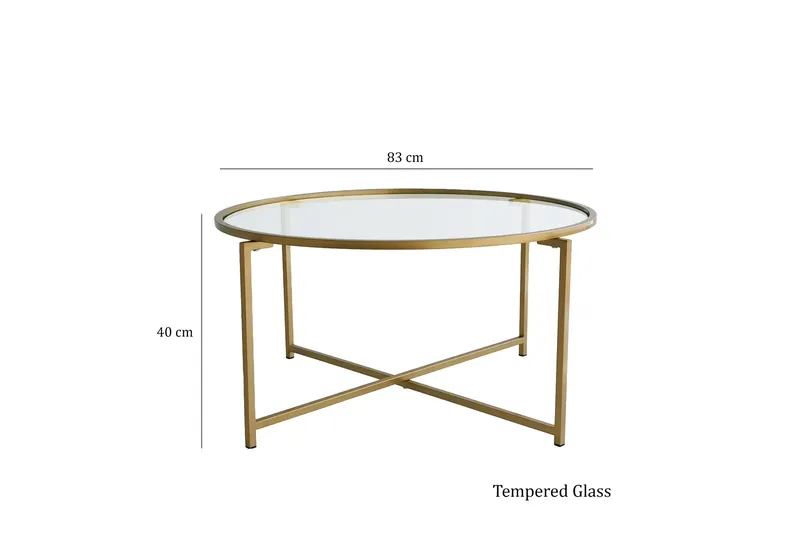 Rowman Sofabord 83 cm Rundt - Gull - Møbler - Bord - Sofabord & salongbord