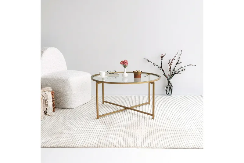 Rowman Sofabord 83 cm Rundt - Gull - Møbler - Bord - Sofabord & salongbord