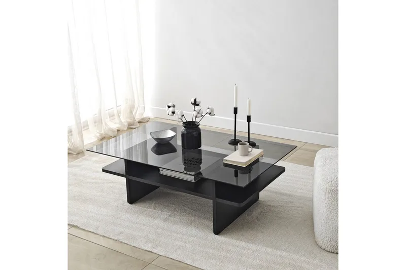 Sofabord Rubby Rektangel Svart / Røyk - Svart / Røyk - Møbler - Bord - Sofabord & salongbord