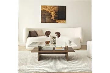 Sofabord Rubby Rektangel Valnøtt / Transparent - Valnøtt / Transparent - Møbler - Bord - Sofabord & salongbord