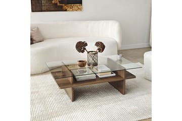 Sofabord Rubby Rektangel Valnøtt / Transparent - Valnøtt / Transparent - Møbler - Bord - Sofabord & salongbord