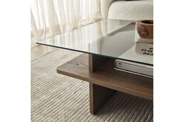 Sofabord Rubby Rektangel Valnøtt / Transparent - Valnøtt / Transparent - Møbler - Bord - Sofabord & salongbord