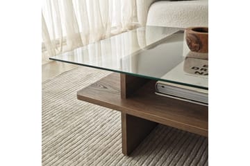 Sofabord Rubby Rektangel Valnøtt / Transparent - Valnøtt / Transparent - Møbler - Bord - Sofabord & salongbord