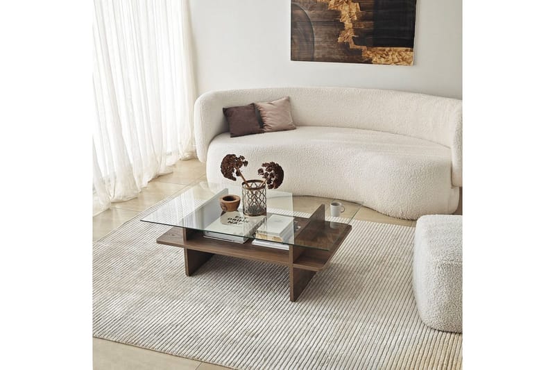 Sofabord Rubby Rektangel Valnøtt / Transparent - Valnøtt / Transparent - Møbler - Bord - Sofabord & salongbord