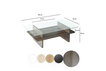 Sofabord Rubby Rektangel Valnøtt / Transparent - Valnøtt / Transparent - Møbler - Bord - Sofabord & salongbord