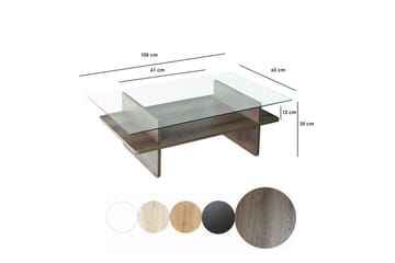 Sofabord Rubby Rektangel Valnøtt / Transparent - Valnøtt / Transparent - Møbler - Bord - Sofabord & salongbord