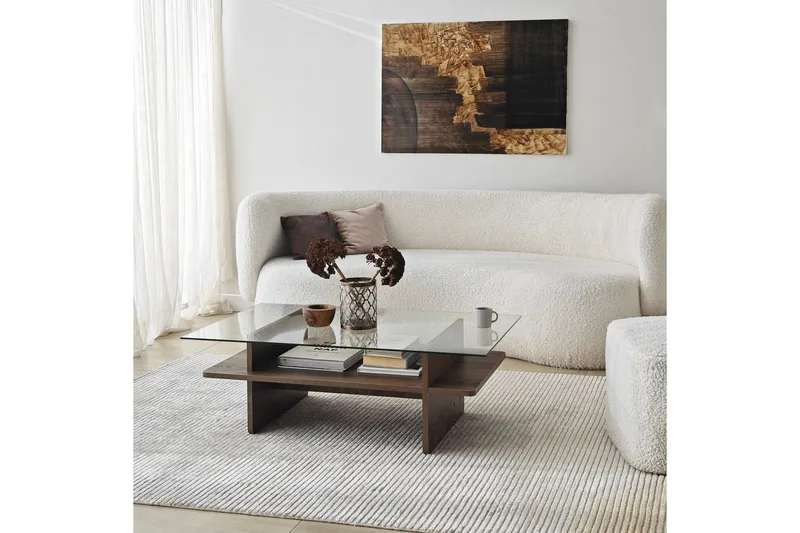 Sofabord Rubby Rektangel Valnøtt / Transparent - Valnøtt / Transparent - Møbler - Bord - Sofabord & salongbord