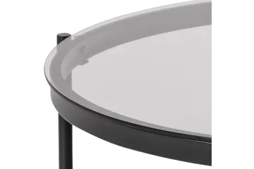 Rutkin Sofabord 79 cm Rundt med Oppbevaring Hylle - Glass/Grå/Matt Svart - Møbler - Bord - Sofabord & salongbord - Sofabord med oppbevaring