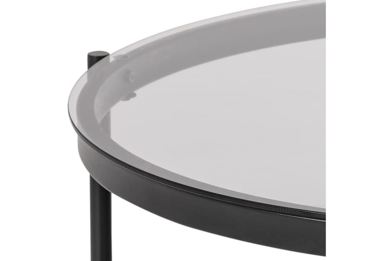 Rutkin Sofabord 79 cm Rundt med Oppbevaring Hylle - Glass/Grå/Matt Svart - Møbler - Bord - Sofabord & salongbord - Sofabord med oppbevaring
