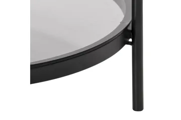 Rutkin Sofabord 79 cm Rundt med Oppbevaring Hylle - Glass/Grå/Matt Svart - Møbler - Bord - Sofabord & salongbord - Sofabord med oppbevaring