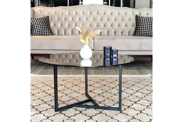 Sabani Sofabord 75 cm Rundt X-formede Ben - Grå - Møbler - Bord - Sofabord & salongbord