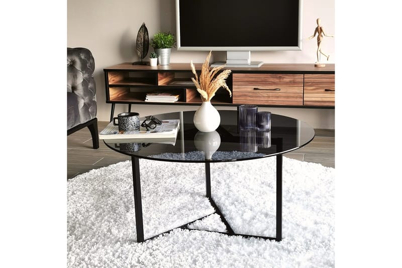 Sabani Sofabord 75 cm Rundt X-formede Ben - Grå - Møbler - Bord - Sofabord & salongbord