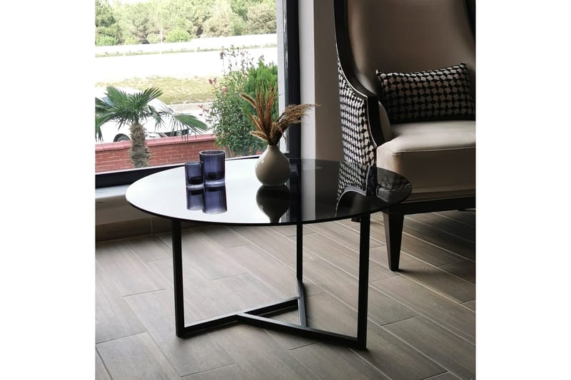 Sabani Sofabord 75 cm Rundt X-formede Ben - Grå - Møbler - Bord - Sofabord & salongbord