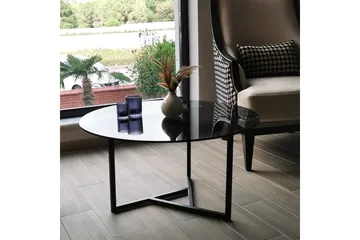 Sabani Sofabord 75 cm Rundt X-formede Ben - Grå - Møbler - Bord - Sofabord & salongbord