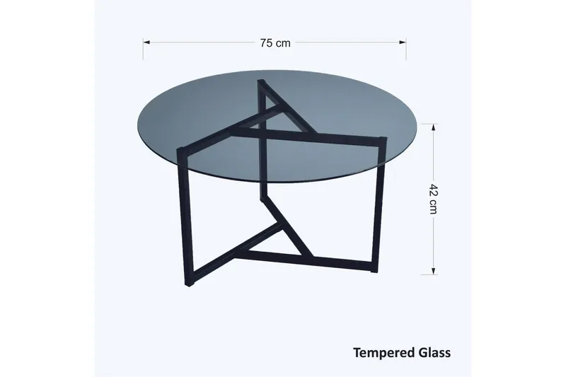 Sabani Sofabord 75 cm Rundt X-formede Ben - Grå - Møbler - Bord - Sofabord & salongbord