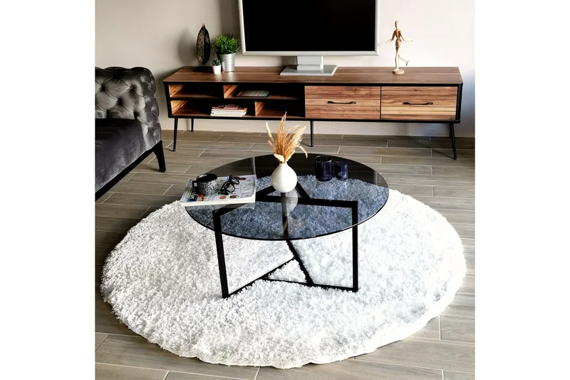 Sabani Sofabord 75 cm Rundt X-formede Ben - Grå - Møbler - Bord - Sofabord & salongbord