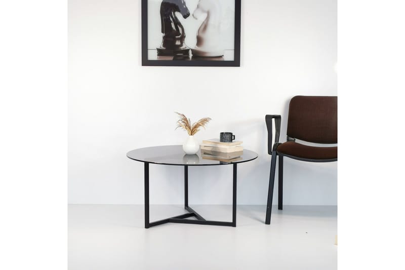 Sabani Sofabord 75 cm Rundt X-formede Ben - Grå - Møbler - Bord - Sofabord & salongbord