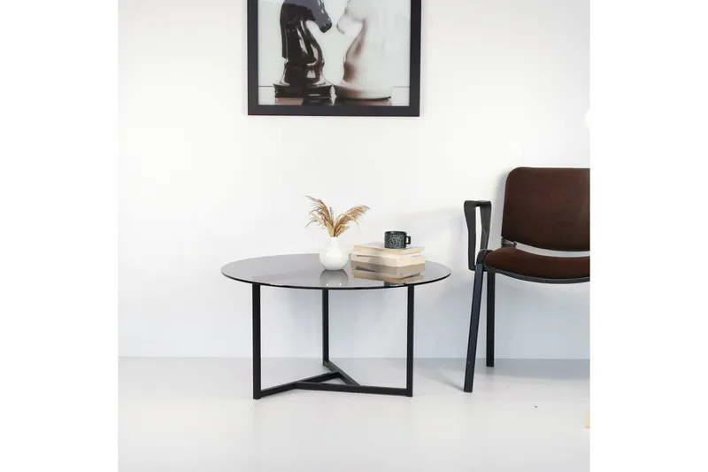 Sabani Sofabord 75 cm Rundt X-formede Ben - Grå - Møbler - Bord - Sofabord & salongbord