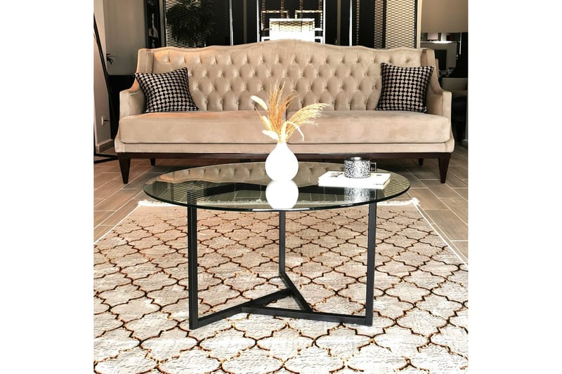 Sabani Sofabord 75 cm Rundt X-formede Ben - Røykfarget - Møbler - Bord - Sofabord & salongbord