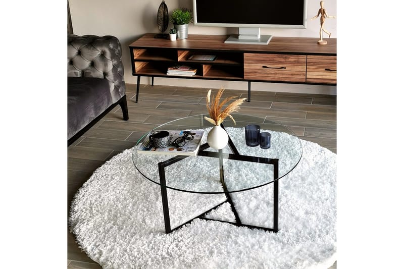 Sabani Sofabord 75 cm Rundt X-formede Ben - Røykfarget - Møbler - Bord - Sofabord & salongbord