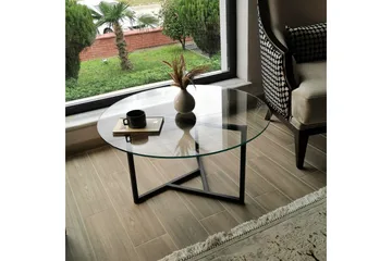 Sabani Sofabord 75 cm Rundt X-formede Ben - Røykfarget - Møbler - Bord - Sofabord & salongbord