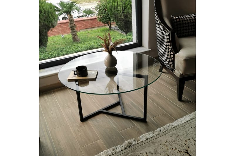 Sabani Sofabord 75 cm Rundt X-formede Ben - Røykfarget - Møbler - Bord - Sofabord & salongbord