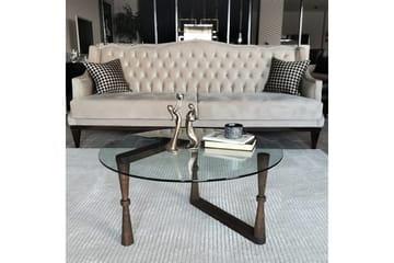 Sabani Sofabord 80 cm Rundt Svarvade Ben - Glass/Valnøttbrun - Møbler - Bord - Sofabord & salongbord